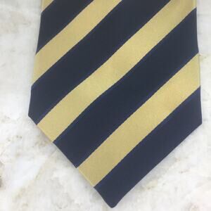 BERGAMO NEW YORK NAVY GOLD REGIMENT STRIPE ALL SILK NECKTIE